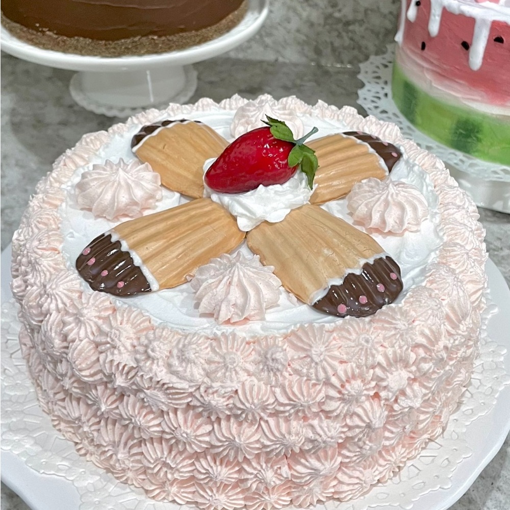 Faux Pink Madeleine Cookie Display Cake Kitchen Decor